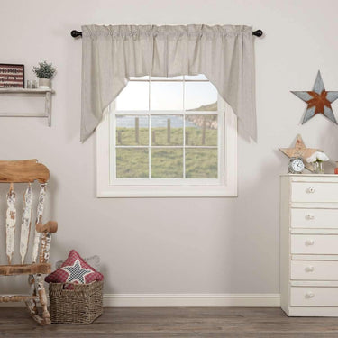 Hatteras Seersucker Blue Ticking Stripe Swag Curtain Set of 2 36x36x16 VHC Brands - The Fox Decor